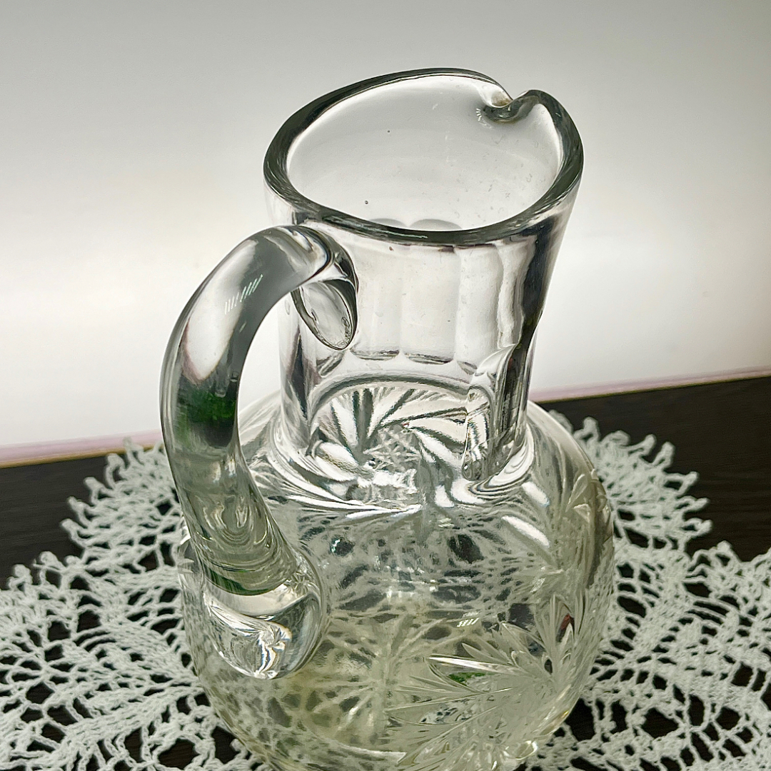 Кувшин небольшого размера для напитков. Дятьковский ХЗ. Хрусталь, алмазная грань, винтаж, СССР. Картинка 3